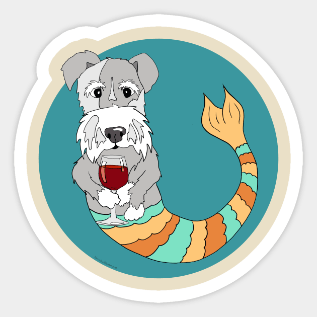 Sidney the Schnauzer Mermutt Sticker by abrushwithhumor